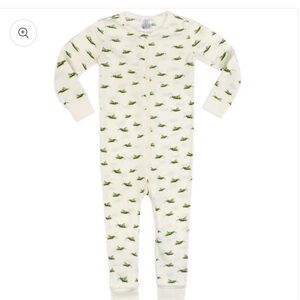 Grasshopper Organic Cotton Zipper Pajama with matching knotted beanie hat